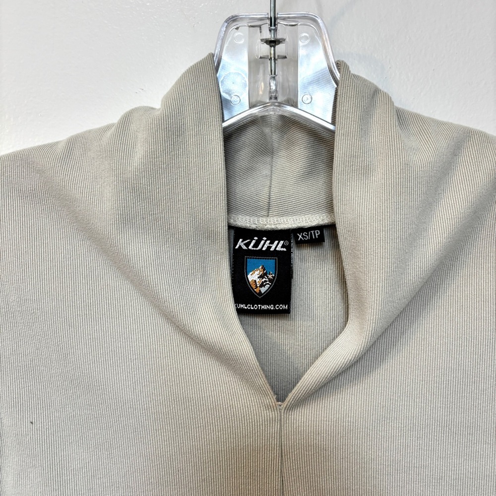 Kuhl Komfort V Neck Long Sleeve Shirt Collar Technikore Cream Women's - Picture 2 of 6